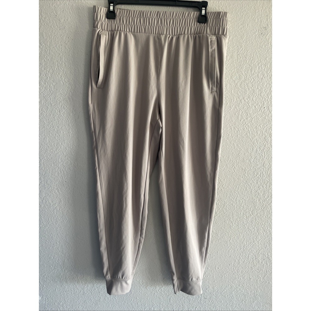 Yogalicious Lux Avenue Jogger Pants Large Taupe Gray Plus Size Pockets Stretch